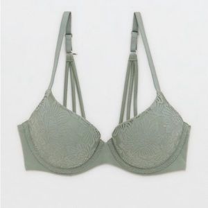 NEW! AERIE “real sunnie demi push up bloom lace bra” - sprout green